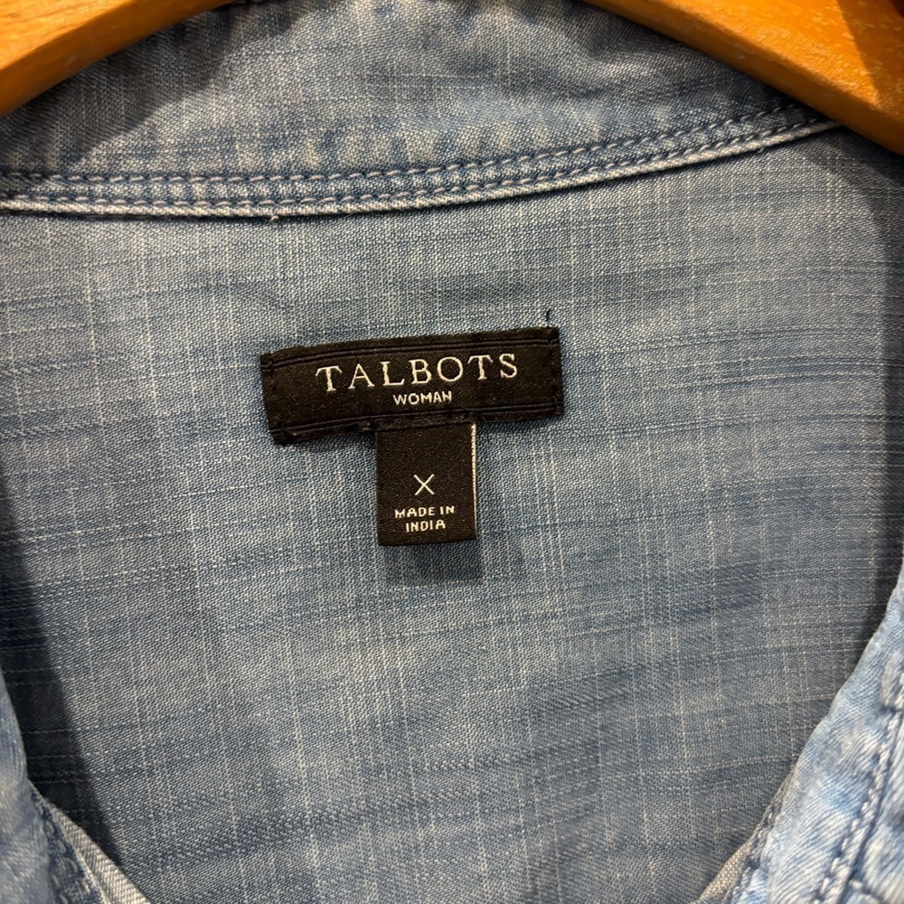 Talbots Size X Chambray Denim Button Down Shirt L… - image 4